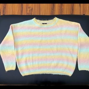 Pastel ombré multicolor knit cropped sweater